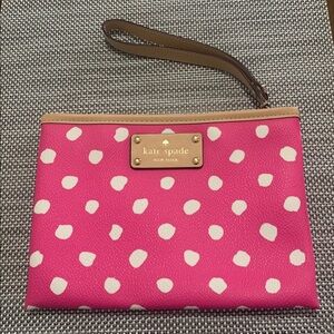 Kate Spade pink and White Polka Dot Wristlet